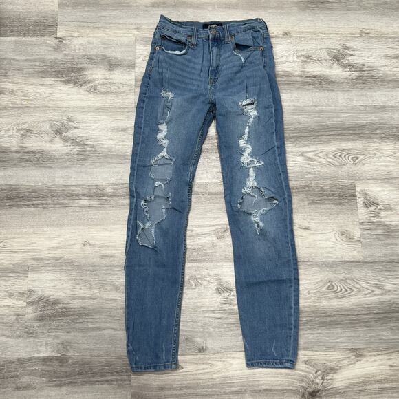 AERO Ripped Distressed Jeans Slim Fit Denim‎ Casual Blue Women's Size 6 - Picture 1 of 12